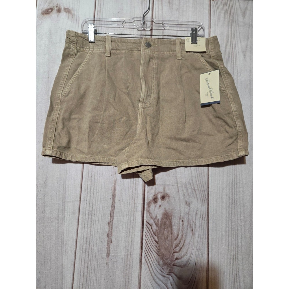 Universal Thread Womens Pleated Shorts Khaki Tan High Rise Size 10 NWT